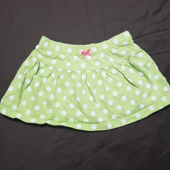 Polka Dot Skirt Green Base Pink Bow 6-12 Month George Size 100% Cotton - Picture 1 of 2